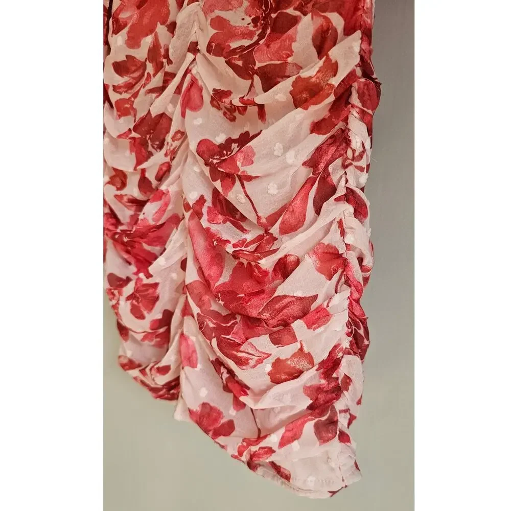 Hello Molly Mini Dress Like Bee To Honey Pink Red Dress Balloon sleeves US Sz 2 - Picture 5 of 11